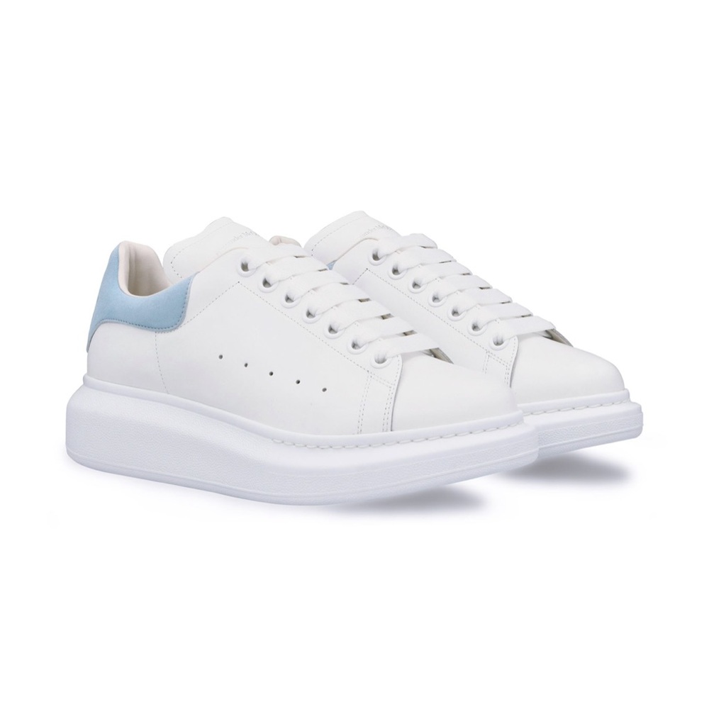 Alexander McQueen White and Light Blue Sneakers